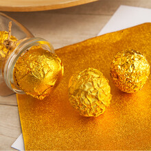 瑞雪嘉洁  金色巧克力锡纸铝箔包装纸芝麻丸光面细格纹橘皮纹不掉色金箔锡纸 1000张金色橘皮纹9x9