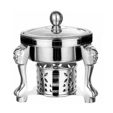 巨博(JOBO) 金狮酒精炉小火锅锅具 一人一锅单人涮锅汤锅  不锈钢本色玻璃盖