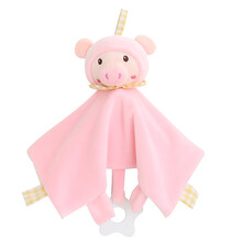 海阳之星 婴儿安抚巾可入口安抚娃娃玩偶睡眠布偶毛绒玩具宝宝手偶0-1-3岁牙胶可咬2带响铃响纸 安抚巾-聪明猪-女宝(带响铃响纸牙胶)