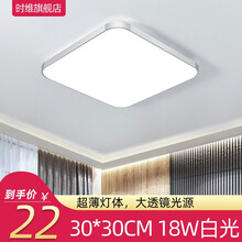 时维led吸顶灯简约现代客厅灯长方形卧室灯大气房间办公室超薄超亮银色家用厨房阳台餐厅灯具 方30*30CM18W白光