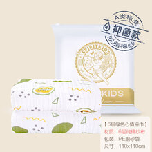 思博儿（spirit kids）儿童浴巾婴儿浴巾6层纯棉纱布浴巾宝宝新生儿洗澡浴巾包巾加厚加大 缤纷水果-绿色心情（袋装）6层 110*110CM