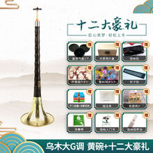宏艺凤鸣唢呐乐器全套乌木黑檀木专业演奏考级初学者入门喇叭 乌木大G调唢呐黄碗+12大豪礼
