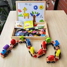 幼儿童男孩1-2-3-4岁数字小火车宝宝早教拖拉一周岁5礼物玩具 榉木大号火车+数字母动物拼拼乐
