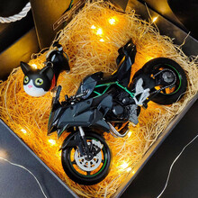 川崎NINJA摩托车h2r模型112合金仿真机车圣诞节生日礼品送男朋友 川崎H2R-黑色公仔礼盒套餐