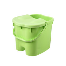 家用带盖足浴桶按摩泡脚桶足浴盆足疗过小腿塑料手提洗脚桶洗脚盆 大号绿色有盖