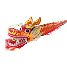 豪利特HLT-9节烫金红色舞龙舞狮道具龙头龙珠舞龙服装7节9节14节烫金红龙绸布龙牛津烫金龙钢丝龙头