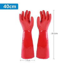 洗车手套加绒洗车手套橡胶防水洗碗手套一体绒防水加绒加厚保暖胶皮乳胶塑胶洗车家务手套耐用 北欧粉/*一体绒45CM 两双装*推荐装