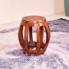 宗木府红木家具缅甸花梨（学名：大果紫檀）圆鼓凳矮凳实木中式凳子换鞋凳古筝凳茶凳琴凳 尺寸 凳面直径29*高44cm