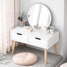 立太 飘窗梳妆台简约现代卧室家用化妆桌多功能储物小户型网红化妆台桌子 C款60cm暖白色