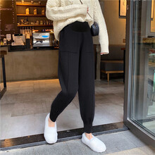 敏潮格伦孕妇裤子春夏季外穿长裤时尚款潮妈运动打底裤春秋孕妇装 黑【不加绒】 2XL
