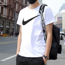 耐克（NIKE）短袖男上衣2024夏季新款运动服ins潮篮球跑步时尚休闲服透气T恤衫 DC5095-100 白色/黑色logo XL
