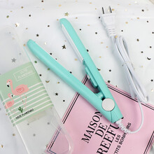 晗畅  熨板小夹板女拉直发器卷发棒两用迷小型刘海小功率学生宿舍便携式 C010-青色+收纳盒+刘海贴