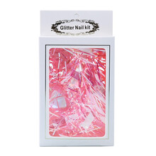 网红极光玻璃纸美甲饰品长条七彩镭射薄彩纸糖果不规则碎片彩条纸 幻彩粉色