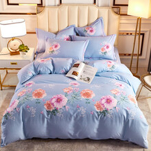 巧澜家纺 被套单件 全棉加厚磨毛单被套 学生宿舍床品被套单品 被罩纯棉单人被套 加大双人单被套被子套 夜芙海棠-蓝 单件被套1.6x2.1米