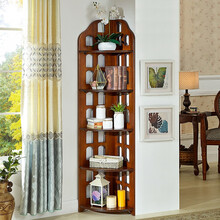 芙兰木源 角柜美式五层置物柜客厅拐角边柜 188*37*154cm棕色
