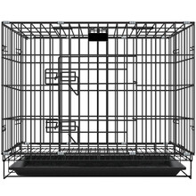 宠物码头 狗笼猫笼 小型犬中型犬幼犬狗笼子便携折叠加粗加密泰迪博美柯基笼子猫笼子兔笼鸡笼宠物笼 黑色带天窗升级版(85*60*70cm)