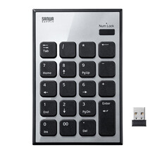 SANWA SUPPLY WL21 超薄无线数字键盘 便携USB小键盘 长时间续航 银行财务炒股适用 银色面板 无线（附接收器）