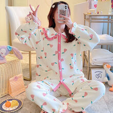 月子服春秋季纯棉产后喂奶孕妇哺乳睡衣冬加厚9月份8空气棉10产妇 1864粉色梨子HYS 推荐码数均为产后码数-