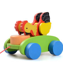 拖拉学步拉线手拉宝宝2岁儿童拉着走的小狗拉绳牵引拉拉车玩具 公鸡啄米拉车