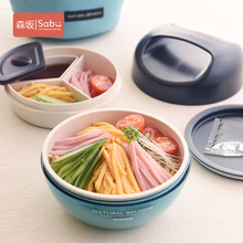 日本进口森坂sabu马卡龙果冻色高颜值便当盒 多层分隔餐盒白领上班族携带午餐可微波炉加热2496 蓝绿色