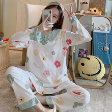 月子服孕妇睡衣春秋产前产后棉质产后宽松大码哺乳喂奶套装 364 XL建议120-140斤