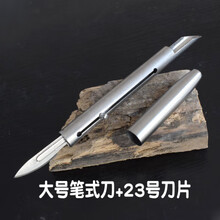 七六牧业阉猪刀兽医器械 阉割刀 笔式阉猪刀煽猪刀 敲母猪挑花阉割工具 大号笔式刀+1包23号刀片