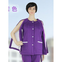 秋冬加厚男女手术病人护理上衣易穿脱病号服卧床老人瘫痪衣服 拉链款-双层加厚绒紫色上衣 女XL