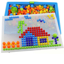 【蘑菇钉684粒/296颗粒盒装】拼图拼插玩具宝宝儿童玩具 600粒蘑菇钉【盒装】 送插板+收纳篮+图纸