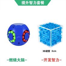 儿童玩具男孩5益智力开发3-6周岁7岁10男童8小孩9生日礼物4女孩 蓝色汉堡魔方+3D魔方迷宫