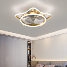 显旺 吸顶风扇灯客厅餐厅卧室简约LED风扇吊扇灯灯扇一体 金色-60cm*15cm-调光+六档风 无极调光