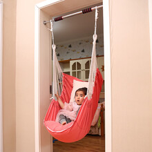 【雷斯卡】秋千室内儿童单人家用婴儿户外门框单杠吊椅床布袋大人荡秋千庭院 单杠套餐【粉色】可拆洗
