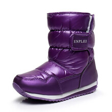 2020冬季新款儿童雪地靴女童靴子防水防滑加绒宝宝棉鞋男童雪地鞋 紫色 25码/15CM