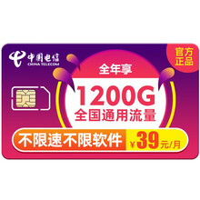 中国电信 电信手机卡无限流量卡4g电话卡大流量 手机上网卡不限速 【民生卡】39元100G通用不限软件 不限速