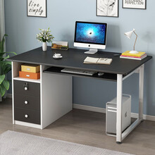 普派电脑桌台式家用卧室书房书桌简约办公学生学习带抽屉桌子 【钜惠】黑色120cm
