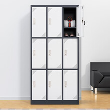 金经金属钢制更衣柜铁皮柜员工柜寄存包柜储物柜灰白套色九门更衣柜