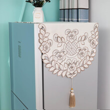 冰箱盖布现代简约单开门对双开门冰箱罩防尘布盖巾北欧式防尘罩套 L1008本色 尺寸：57*178cm（吊坠款）