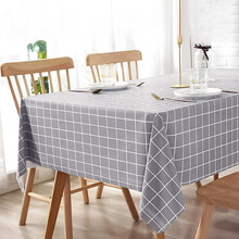 意尔嫚 桌布防水 防油桌垫 免洗餐桌布茶几垫台布 北欧风格子 137*180cm 灰色