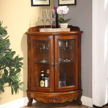 筑创美庭 实木边角柜矮柜欧式客厅墙角柜角落储物柜三角柜家用小边柜双门小角落柜美式红酒柜靠墙储物柜子