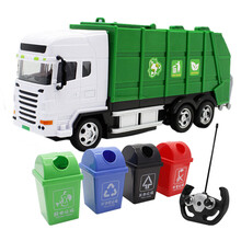 遥控垃圾车儿童仿真环卫无线汽车垃圾分类回收玩具工程车垃圾桶游戏道具 遥控环卫车垃圾分类桶(小号) 998-5Y 高配两组电池/送螺丝刀遥控器电
