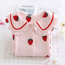 七采雏菊 秋冬月子服夹层孕妇睡衣产后哺乳喂奶衣大码孕妇装怀孕衣服保暖套装加厚 粉红草莓夹层套装 M码（90-120斤内合适）