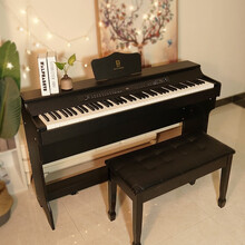 88键俏娃宝贝家用电钢琴重锤成人初学入门数码钢琴幼师专业电子钢琴智能儿童钢琴儿童礼物 黑色：【初学/家庭娱乐】力度键+单踏板+原装双人凳