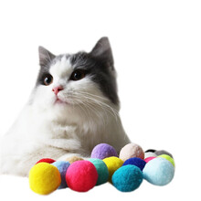 爱闹 猫玩具静音猫球3cm3个装弹力逗猫球毛绒球互动自嗨玩耍耐咬猫抓球
