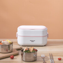 电热饭盒多功能保温饭盒电加热饭盒乾越便携式上班族电饭盒便携式 粉色单层