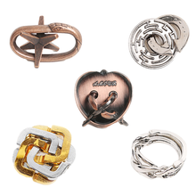 魔puzzle金锁10级box盒子解密解锁玩具鲁班锁九连环孔明锁铁铜合金智力锁扣烧脑成人玩具 难套餐5件：蛇口、魔戒、迷宫 、爱神、四叶