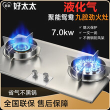 燃气灶嵌入式煤气灶双灶天然气炉具液化气台式猛火灶具 不锈钢鸳鸯九腔灶液化气