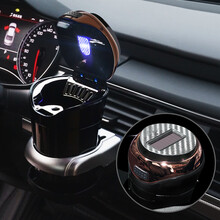 舜安特 创意汽车用品多功能车用烟灰缸悬挂式带盖高亮LED灯车上车内通用个性车载烟灰缸 （送杯架.杯刷.滤烟嘴）古铜棕【中配太阳能款】