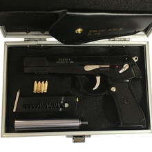 全金属大号可抛壳64抛壳伯莱玩具枪1:2.05金属合金模型礼品收藏不可发射92式训练模型枪模沙鹰 92式黑色+枪套+合金箱+消声器