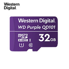 WD/西部数据紫卡U1 32G/64G/128G/256GB TF MicroSD监控安防存储卡 32GB（WDD032G1PCC）