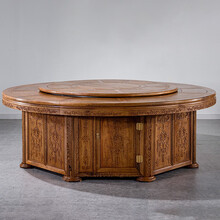 寻古红木家具非洲鸡翅木（学名：非洲崖豆木）大圆餐桌椅组合实木中式大户型豪华别墅高档餐桌带电动转盘 单桌：直径238(转盘直径158)*高80cm