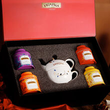 川宁缤纷茶包礼盒+礼袋 12口味进口茶包 漫游英伦英国Twinings 送女友闺蜜生日礼物进口礼品 大礼盒：骨瓷茶具套装（母壶+茶杯）+ 4口味红茶